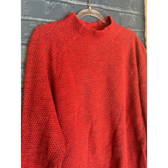 Lands' End Red Knit Sweater Mock Neck Size M Fall‎ Winter - Picture 5 of 8